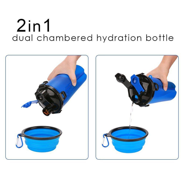 2 in 1 Dog Drinking Water Bottle With Bowls